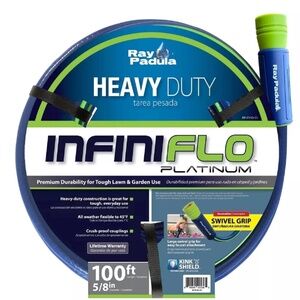 Brand New Ray Padula 5/8 in x 100 ft Heavy Duty Garden Hose Infiniflo Platinum